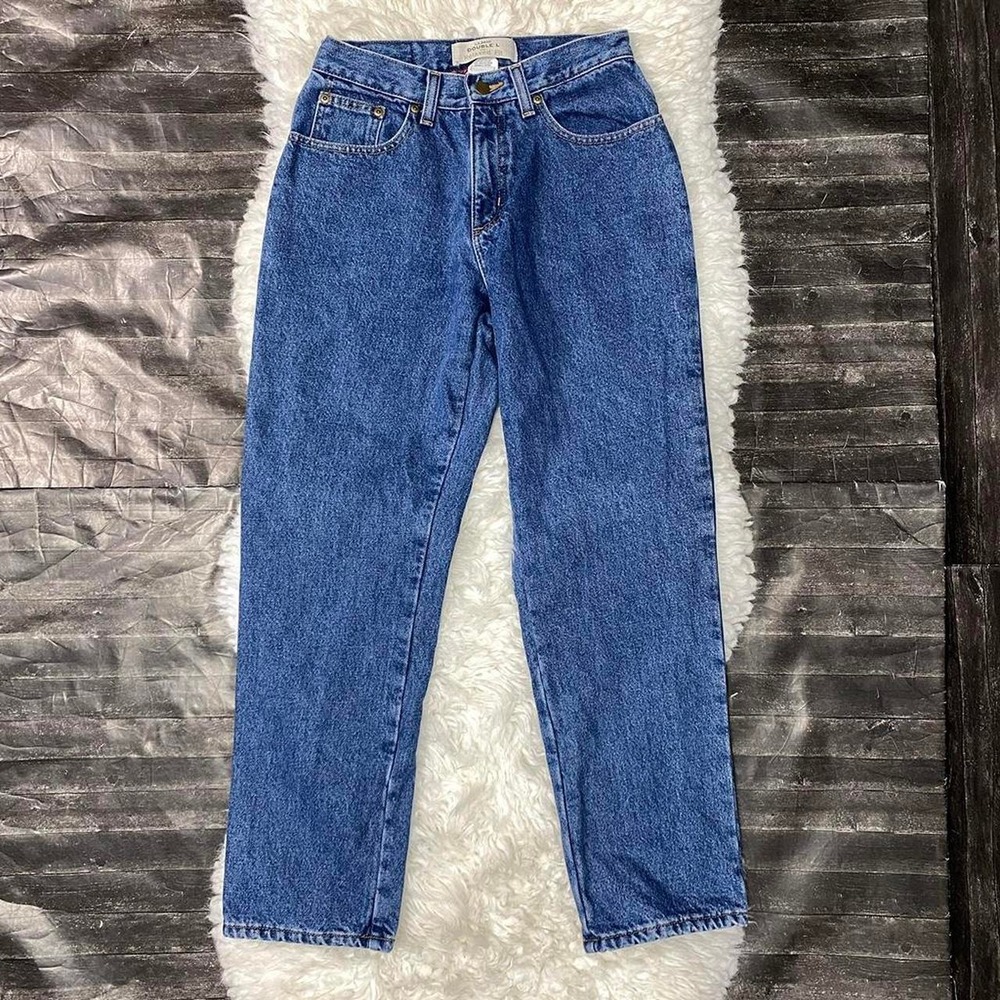 VINTAGE LL BEAN RED PLAID FLANNEL LINED DOUBLE L RELAXED FIT JEANS WOMENS